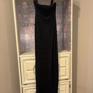 Oh Polly Black Beaded Maxi Dress